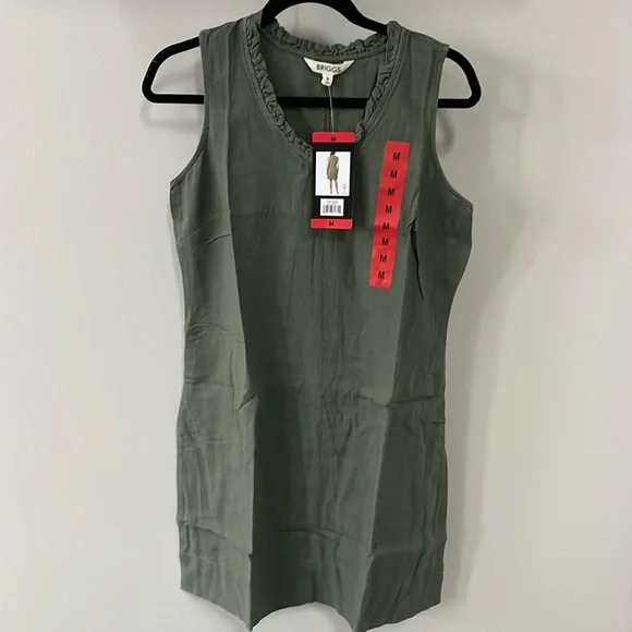 Briggs New York | Dresses | Linen Dress Green M | Poshmark